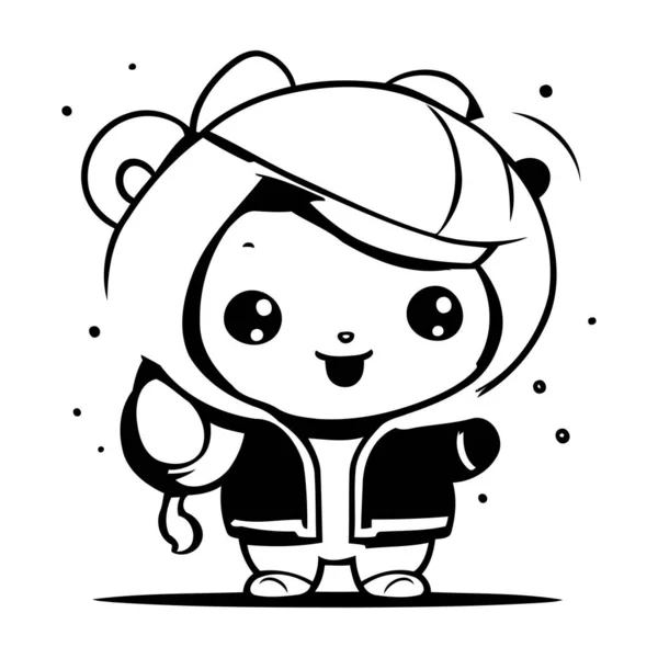 Cute Cartoon Girl Wearing Winter Clothes Vector Illustration — Stock Vector