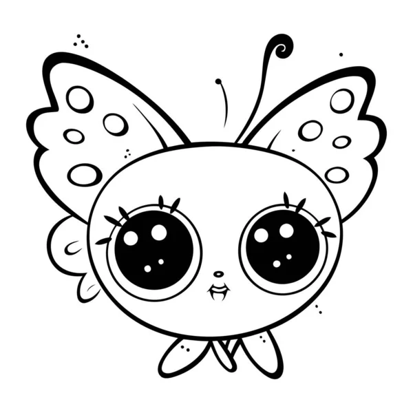 Cute Butterfly Wings Kawaii Cartoon Vector Illustration Graphic Design — Stock Vector