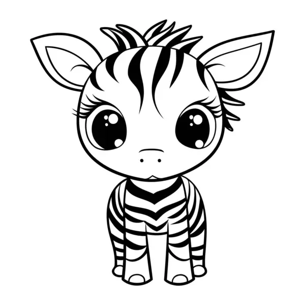 Cute Little Baby Zebra Kawaii Character Vector Illustration Design — Stock Vector