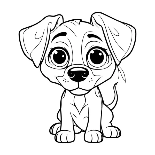 Lindo Cachorro Dibujos Animados Ilustración Vectorial Libro Para Colorear Para — Vector de stock