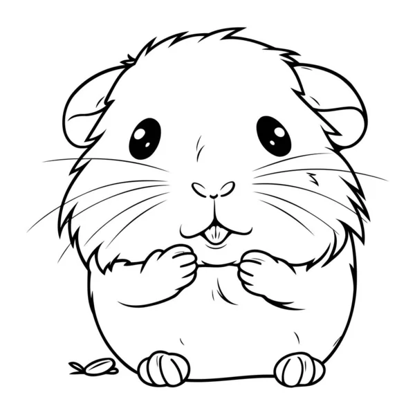Hamster Isoliert Auf Weißem Hintergrund Schwarz Weiß Illustration — Stockvektor