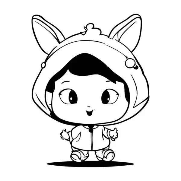 Cute Little Boy Dressed Astronaut Vector Illustration Coloring Book — Stock Vector