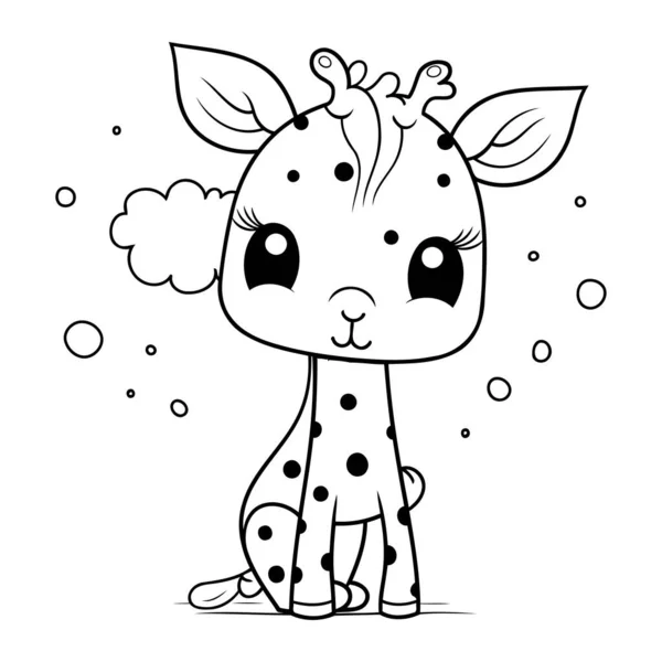 Cute Cartoon Giraffe Vector Illustration Coloring Book Page — Stock Vector