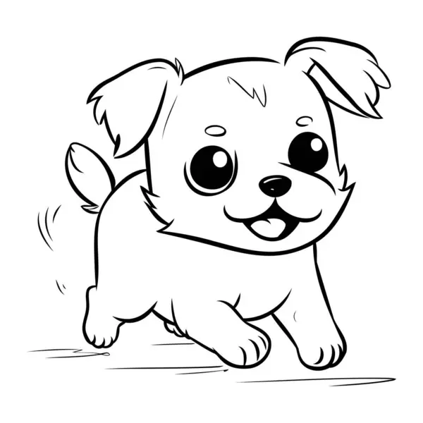 Lindo Perro Dibujos Animados Ilustración Vectorial Para Colorear Libro Para — Vector de stock