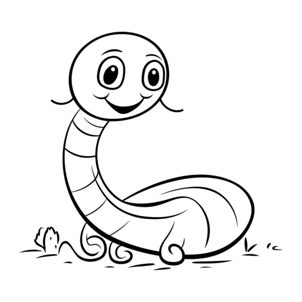 Ilustración Dibujos Animados Blanco Negro Lindo Personaje Serpiente Animal Para — Archivo Imágenes Vectoriales