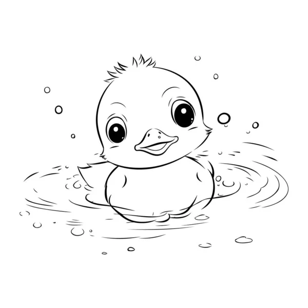 Χαριτωμένο Παπάκι Κολυμπάει Στο Νερό Εικονογράφηση Διανύσματος — Διανυσματικό Αρχείο