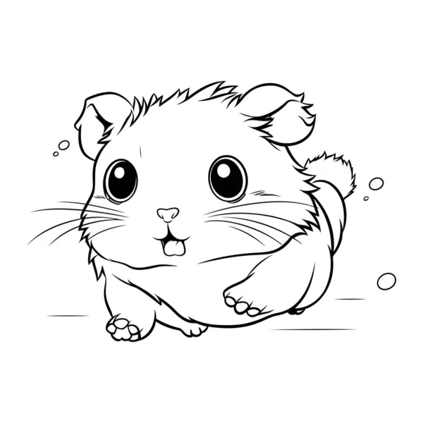 Cute Hamster Cartoon Vector Illustration Coloring Book Page — Stock Vector