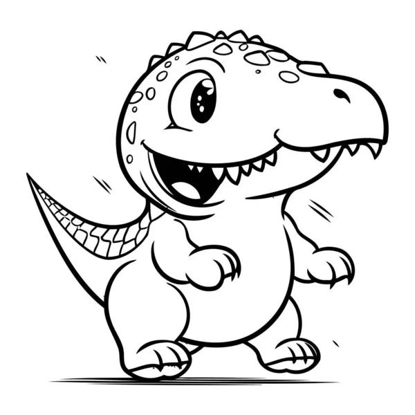 Vector Illustration Cute Cartoon Tyrannosaurus Rex Dinosaur White Background — Stock Vector