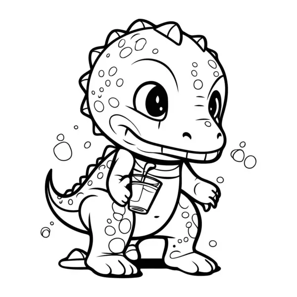 Cute Dinosaur Cartoon Mascot Character Vector Illustration Isolated White Background — Stock Vector