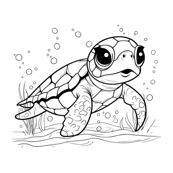 Cute Cartoon Turtle Water Coloring Book Children Stock Vector by ©ibrandify  681856750