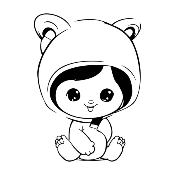 Cute Little Baby Bear Isolated White Background Vector Illustration — Stock Vector