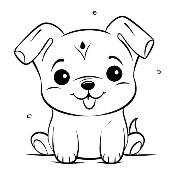 Ilustración Dibujos Animados Lindo Personaje Animal Perro Para Colorear Libro — Vector de stock