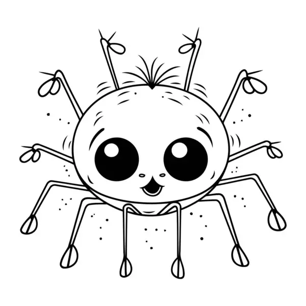 Spider Cartoon Design Kawaii Expression Cute Character Funny Emoticon Theme — Stock Vector