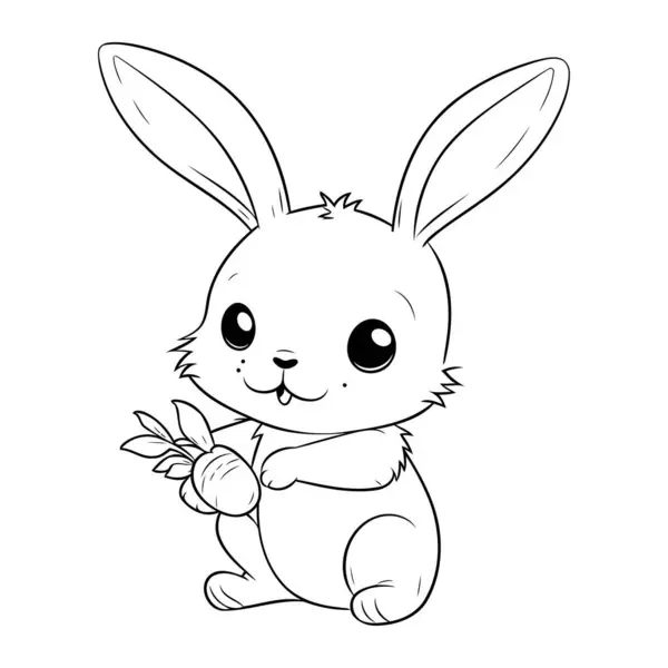 Illustration Cute Easter Bunny Easter Egg White Background — Stock Vector