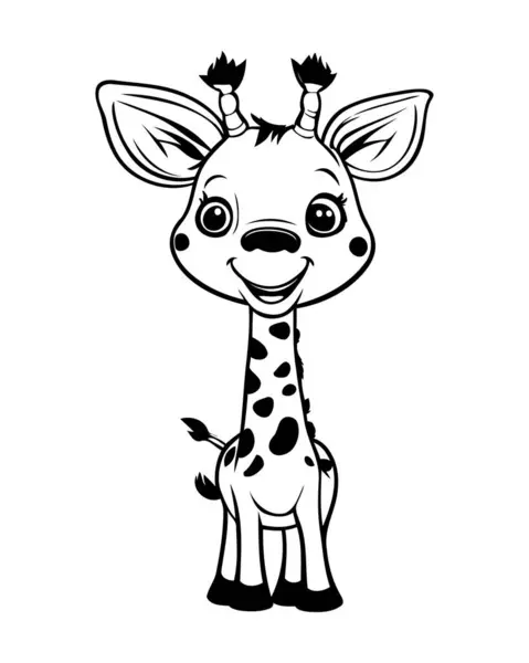 Kreskówka Żyrafa Odizolowana Białym Tle Ilustracja Wektora — Wektor stockowy