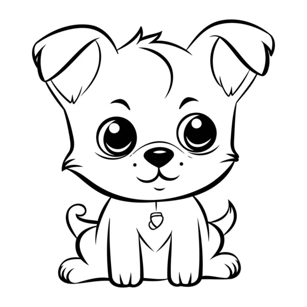Ilustración Dibujos Animados Blanco Negro Lindo Personaje Animal Perro Para — Vector de stock