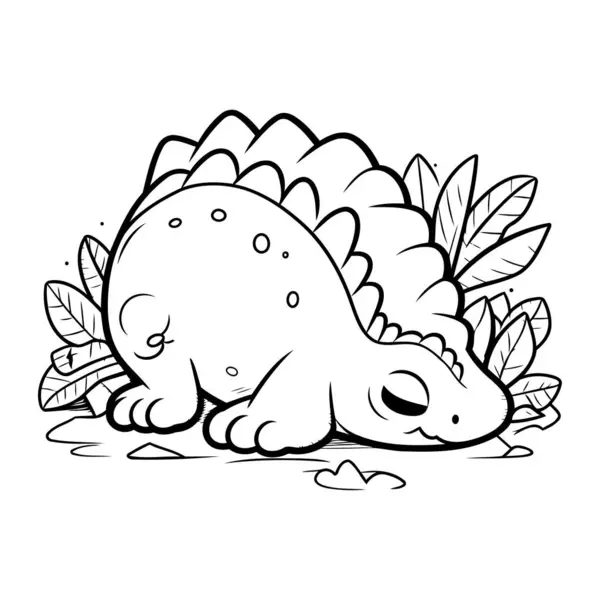 Dibujo Para Colorear Página Lindo Dinosaurio Vector Ilustración — Vector de stock