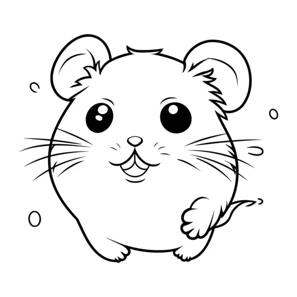 Illustration Cute Little Hamster Cartoon Character Coloring Book — Stock Vector