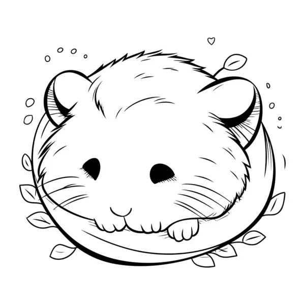 Hamster Giro Num Círculo Ilustração Vetorial Para Livro Colorir — Vetor de Stock