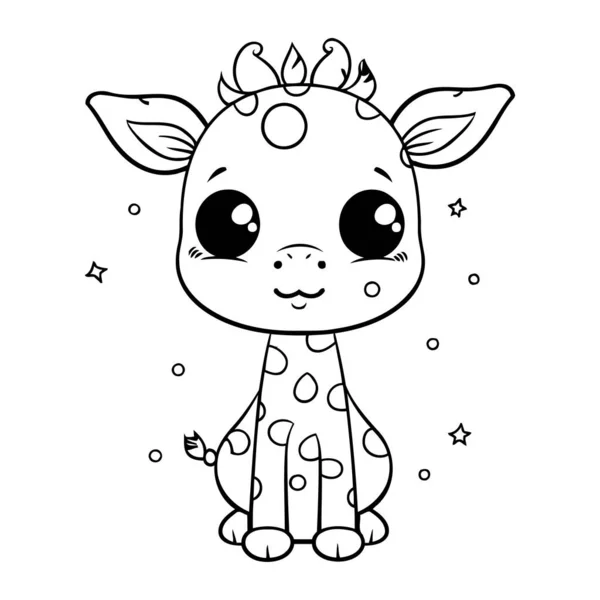 Cute Little Giraffe Baby Kawaii Character Vector Illustration Design — Stock Vector