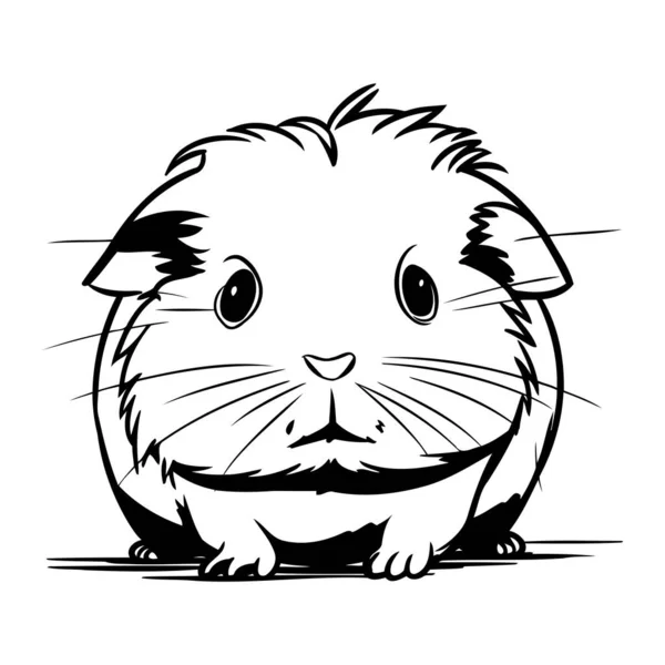 Black White Vector Illustratie Van Een Hamster — Stockvector