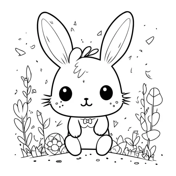 Cute Little Rabbit Bowtie Garden Vector Illustration Design — Stock Vector