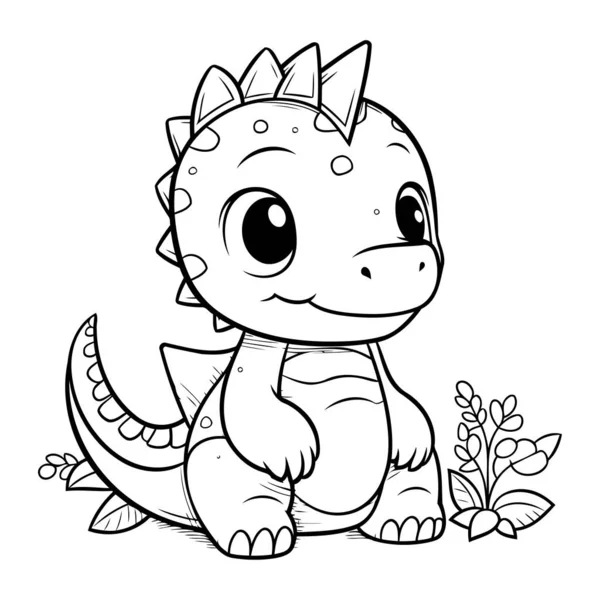 Cute Dinosaur Coloring Page Outline Kids Vector Illustration Stock ...