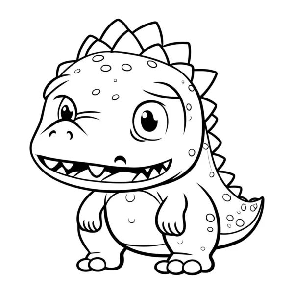 キュートな恐竜漫画キャラクターのキャラクターイラストの着色ページの概要 — ストックベクタ
