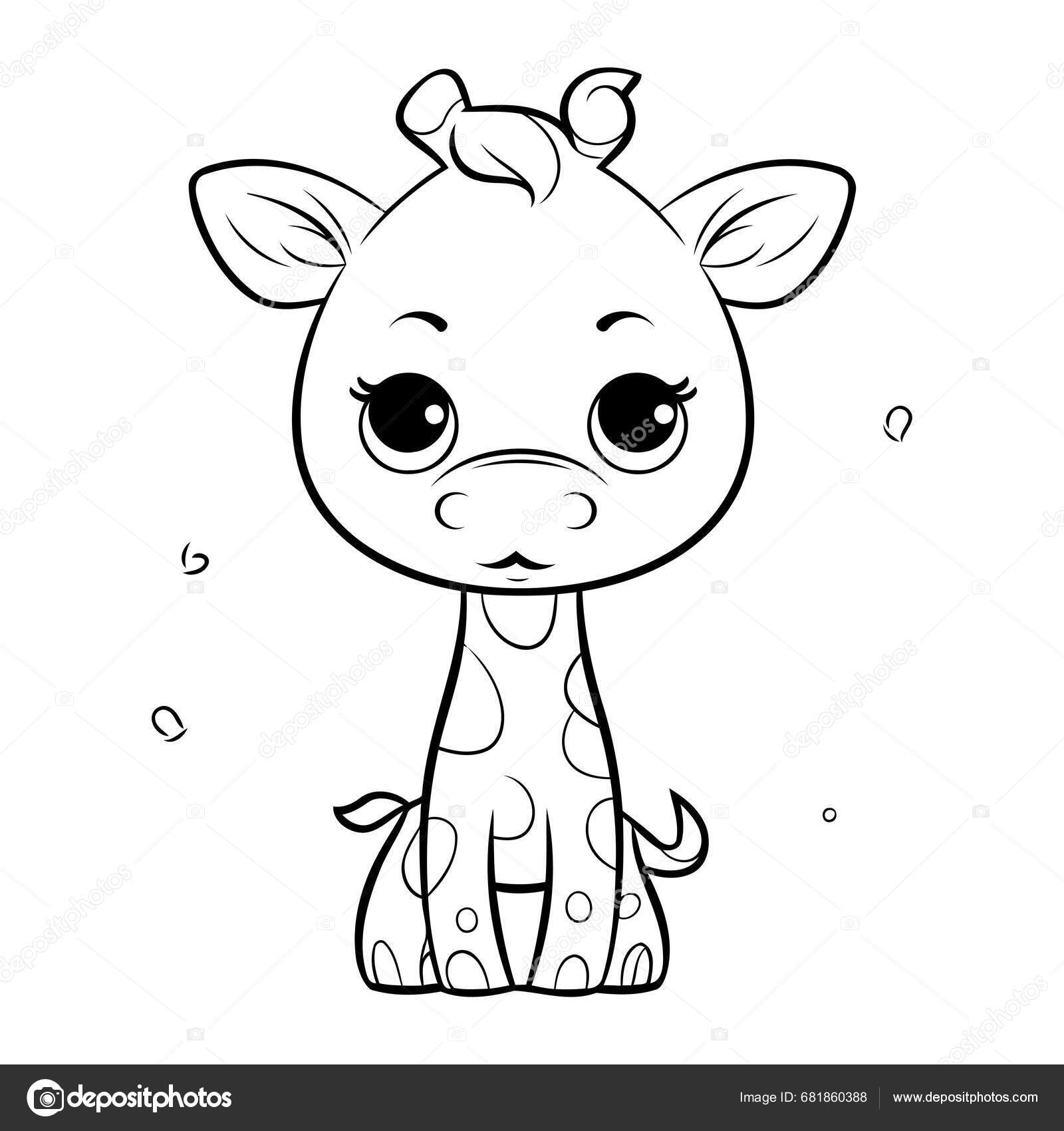 Coloring Book Children Cute Giraffe Vector Illustration Stock Vector by ...