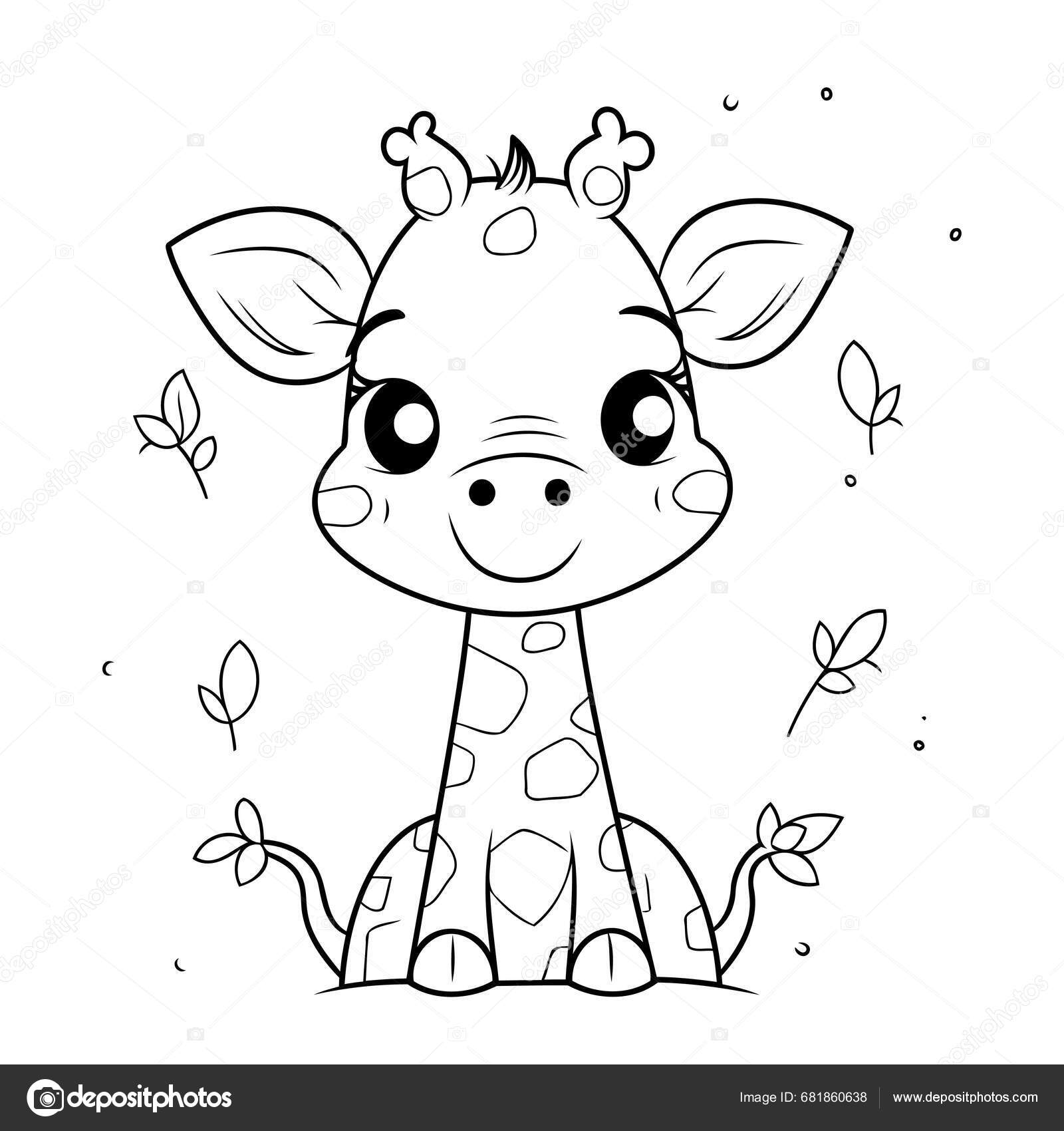 Coloring Book Children Giraffe Vector Illustration Coloring Page Stock