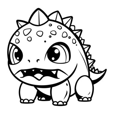 Şirin Çizgi Film Dinozor Vektör İllüstrasyonu. Beyaz Arkaplanda İzole Edilmiş