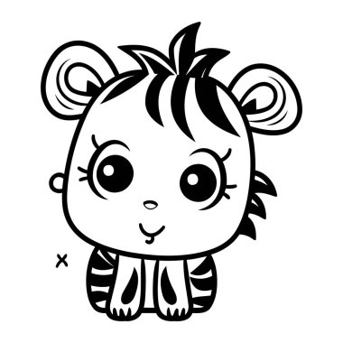Şirin yavru hayvan kawaii karakter ikon vektör çizimi tasarımı