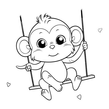 Hamster vektör çizimi. Beyaz arka planda siyah beyaz hamster..