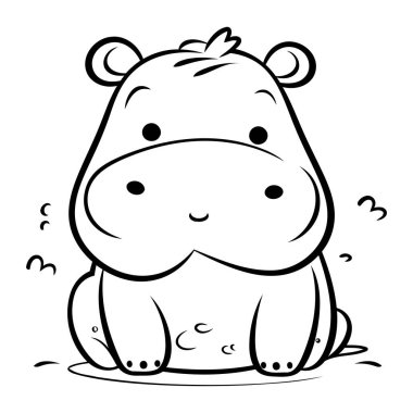 Çocuklar için boyama kitabı. Su aygırı. Çizgi film tarzı. Vektör illüstrasyonu.