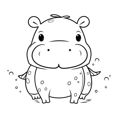 Çocuklar için boyama kitabı. Su aygırı. Vektör illüstrasyonu.