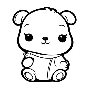 Beyaz arka planda izole edilmiş şirin çizgi film bebek ayısı. Vektör illüstrasyonu.