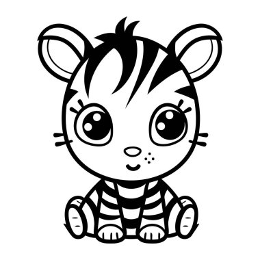 şirin küçük zebra bebek karakter vektör çizim vektör çizimi çizimi tasarımı