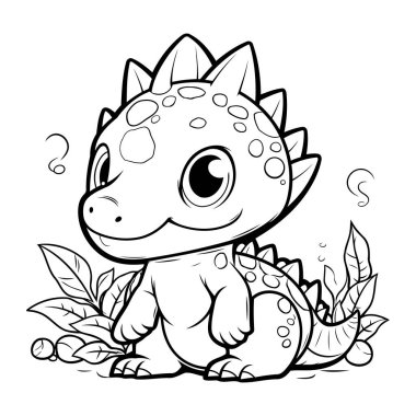 Şirin Dinozor Çizgi Film Karakteri Vektör Resimlerinin Renklendirme Sayfası