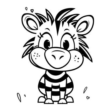 Tatlı çizgi film zebrası. Vahşi bir hayvanın vektör çizimi.