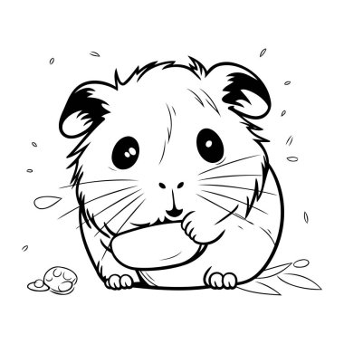 Sevimli hamster. Boyama kitabı için siyah ve beyaz vektör çizimi.