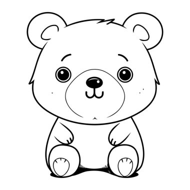 Çocuklar için boyama kitabı. Beyaz arka planda oyuncak ayı