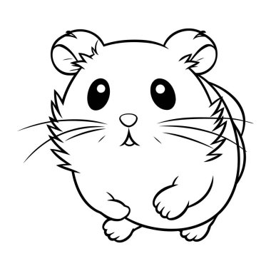Renklendirme Kitabı için Hamster Siyah ve Beyaz Çizgi Filmleri