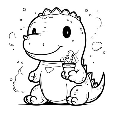 Tatlı Timsah 'ın Siyah ve Beyaz Çizgi Filmleri Sıcak İçecek Boyama Kitabı