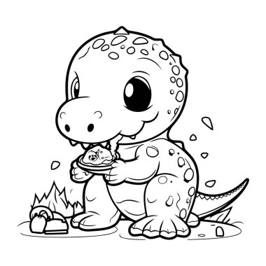 Şirin Çizgi Film Dinozoru 'nun vektör çizimi. Çocuklar için boyama kitabı