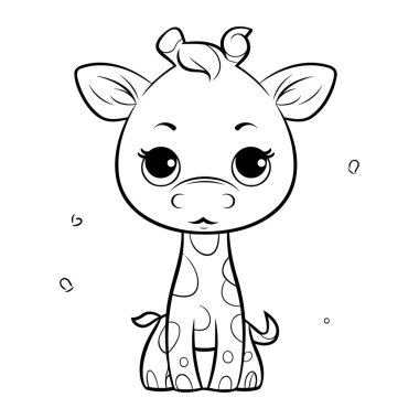 Çocuklar için boyama kitabı. Şirin zürafa. Vektör illüstrasyonu.