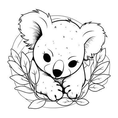 Koala çizgi film tasarımı. Hayvanat bahçesi hayatı doğa ve hayvan temalı Vektör illüstrasyonu
