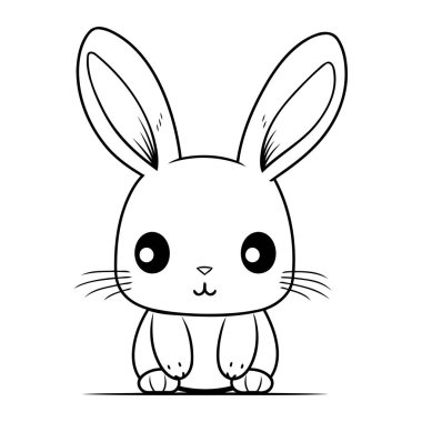 Sevimli çizgi film tavşanı. Boyama kitabı veya sayfa için vektör illüstrasyonu.