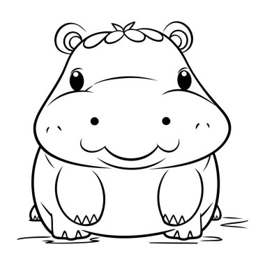 Şirin bir Hippopotamus Çizgi Film Karakteri Renklendirme Kitabı