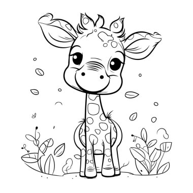 Çocuklar için boyama kitabı. Zürafa. Renk sayfası.