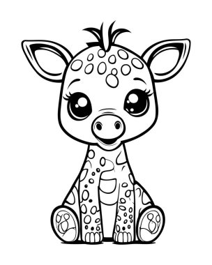 Çocuklar için boyama kitabı. Zürafa. Renk sayfası.